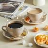 imageSweese 6 Ounce Cappuccino Cups with Saucers Porcelain Double Espresso Cups Set of 4  GrayGray
