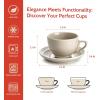 imageSweese 6 Ounce Cappuccino Cups with Saucers Porcelain Double Espresso Cups Set of 4  GrayGray