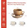 imageSweese 6 Ounce Cappuccino Cups with Saucers Porcelain Double Espresso Cups Set of 4  GrayYellow