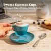 imageSweese 6 Ounce Cappuccino Cups with Saucers Porcelain Double Espresso Cups Set of 6  WhiteMulticolor