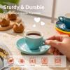 imageSweese 6 Ounce Cappuccino Cups with Saucers Porcelain Double Espresso Cups Set of 6  WhiteMulticolor
