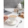imageSweese 6 Ounce Cappuccino Cups with Saucers Porcelain Double Espresso Cups Set of 6  WhiteWhite