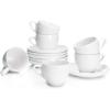 imageSweese 6 Ounce Cappuccino Cups with Saucers Porcelain Double Espresso Cups Set of 6  WhiteWhite