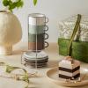 imageSweese 8 Ounce Cappuccino Cups Set of 4 Porcelain Stackable Coffee Cups with Saucers and Metal Stand Multicolor25 Ounce