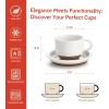 imageSweese 8 Ounce Cappuccino Cups Set of 4 Porcelain Stackable Coffee Cups with Saucers and Metal Stand Multicolor25 Ounce