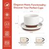 imageSweese 8 Ounce Cappuccino Cups Set of 4 Porcelain Stackable Coffee Cups with Saucers and Metal Stand Multicolor8 Ounce
