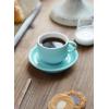 imageSweese 8 Ounce Porcelain Stackable Cappuccino Cups with Saucers and Metal Stand  for Specialty Coffee Drinks Cappuccino Latte Americano and Tea  Set of 4 WhiteTurquoise