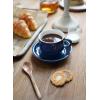 imageSweese 8 Ounce Porcelain Stackable Cappuccino Cups with Saucers and Metal Stand  for Specialty Coffee Drinks Cappuccino Latte Americano and Tea  Set of 4 WhiteNavy
