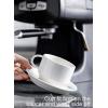 imageSweese 8 Ounce Porcelain Stackable Cappuccino Cups with Saucers and Metal Stand  for Specialty Coffee Drinks Cappuccino Latte Americano and Tea  Set of 4 WhiteWhite