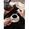 imageSweese 8 Ounce Porcelain Stackable Cappuccino Cups with Saucers and Metal Stand  for Specialty Coffee Drinks Cappuccino Latte Americano and Tea  Set of 4 WhiteWhite
