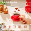 imageSweese 8 Ounce Porcelain Stackable Cappuccino Cups with Saucers and Metal Stand  for Specialty Coffee Drinks Cappuccino Latte Americano and Tea  Set of 4 WhiteRed