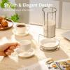 imageSweese 8 Ounce Porcelain Stackable Cappuccino Cups with Saucers and Metal Stand  for Specialty Coffee Drinks Cappuccino Latte Americano and Tea  Set of 4 WhiteWhite