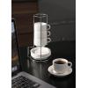 imageSweese 8 Ounce Porcelain Stackable Cappuccino Cups with Saucers and Metal Stand  for Specialty Coffee Drinks Cappuccino Latte Americano and Tea  Set of 4 WhiteWhite