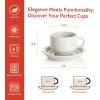 imageSweese 8 Ounce Porcelain Stackable Cappuccino Cups with Saucers and Metal Stand  for Specialty Coffee Drinks Cappuccino Latte Americano and Tea  Set of 4 WhiteDove Grey