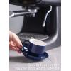 imageSweese 8 Ounce Porcelain Stackable Cappuccino Cups with Saucers and Metal Stand  for Specialty Coffee Drinks Cappuccino Latte Americano and Tea  Set of 4 WhiteNavy