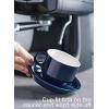 imageSweese 8 Ounce Porcelain Stackable Cappuccino Cups with Saucers and Metal Stand  for Specialty Coffee Drinks Cappuccino Latte Americano and Tea  Set of 4 WhiteNavy
