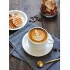 imageSweese 8 Ounce Porcelain Stackable Cappuccino Cups with Saucers and Metal Stand  for Specialty Coffee Drinks Cappuccino Latte Americano and Tea  Set of 4 WhiteWhite