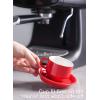 imageSweese 8 Ounce Porcelain Stackable Cappuccino Cups with Saucers and Metal Stand  for Specialty Coffee Drinks Cappuccino Latte Americano and Tea  Set of 4 WhiteRed
