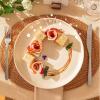 imageSweese Dinnerware Sets 12 Pieces Porcelain Round Plates and Bowls Sets Dishes Set for 4 Chip Scratch Dishwasher Microwave and Oven Safe Dishware Sets WhitecolorMulticolor
