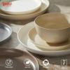 imageSweese Dinnerware Sets 12 Pieces Porcelain Round Plates and Bowls Sets Dishes Set for 4 Chip Scratch Dishwasher Microwave and Oven Safe Dishware Sets WhitecolorMulticolor