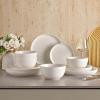 imageSweese Dinnerware Sets 12 Pieces Porcelain Round Plates and Bowls Sets Dishes Set for 4 Chip Scratch Dishwasher Microwave and Oven Safe Dishware Sets WhitecolorWhite