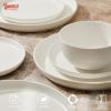 imageSweese Dinnerware Sets 12 Pieces Porcelain Round Plates and Bowls Sets Dishes Set for 4 Chip Scratch Dishwasher Microwave and Oven Safe Dishware Sets WhitecolorWhite