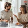 imageSweese Dinnerware Sets 12 Pieces Porcelain Round Plates and Bowls Sets Dishes Set for 4 Chip Scratch Dishwasher Microwave and Oven Safe Dishware Sets WhitecolorGray