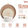 imageSweese Dinnerware Sets 12 Pieces Porcelain Round Plates and Bowls Sets Dishes Set for 4 Chip Scratch Dishwasher Microwave and Oven Safe Dishware Sets WhitecolorMulticolor