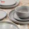 imageSweese Dinnerware Sets 12 Pieces Porcelain Round Plates and Bowls Sets Dishes Set for 4 Chip Scratch Dishwasher Microwave and Oven Safe Dishware Sets WhitecolorGray