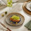 imageSweese Porcelain Dinner Plates Set of 6 102 Inch Serving Plates Modern Geometric Printed Lattice Round Dishes  Dishwasher Microwave Oven Safe Scratch Resistant Blue ampamp GoldNavy