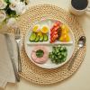 imageSweese Portion Control Plates Set of 2 9 Inch Divided Plates for Adults Porcelain Dinner Diet Plates for Balanced Meal Building WhiteDove Grey