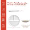 imageSweese Portion Control Plates Set of 2 9 Inch Divided Plates for Adults Porcelain Dinner Diet Plates for Balanced Meal Building WhiteWhite