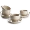 imageSweese 6 Ounce Cappuccino Cups with Saucers Porcelain Double Espresso Cups Set of 4  GrayGray