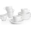 imageSweese 6 Ounce Cappuccino Cups with Saucers Porcelain Double Espresso Cups Set of 6  WhiteWhite