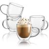 imageSweese Clear Coffee Mugs  8 oz Double Wall Glass Coffee Mugs Set of 4 Perfect for Espresso Latte Cappuccino