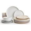 imageSweese Dinnerware Sets 12 Pieces Porcelain Round Plates and Bowls Sets Dishes Set for 4 Chip Scratch Dishwasher Microwave and Oven Safe Dishware Sets WhitecolorMulticolor