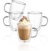 imageSweese Double Wall Glass Coffee Mugs  125 oz Insulated Clear Coffee Mugs Set of 2 Perfect for Espresso Cappuccino Latte Americano Tea Bag Beverageset of 4