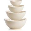 imageSweese Porcelain Serving Bowls for Entertaining 10182842 Ounce Microwave ampamp Dishwasher Safe Large Serving Dishes Prep Salad Bowls for Thanksgiving Christmas WhiteBeige