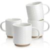 imageSweese Stackable Coffee Mugs  10 Oz Porcelain Cups with Sculpture design for Specialty Coffee Drinks Cappuccino Cafe Mocha Latte and tea Set of 4 White