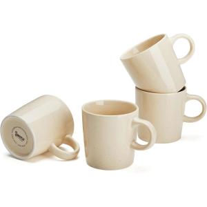 imageSweese 35oz Porcelain Espresso Cups Set of 4 Mini Coffee Mugs Demitasse Cups  WhiteBeige