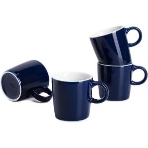 imageSweese 35oz Porcelain Espresso Cups Set of 4 Mini Coffee Mugs Demitasse Cups  WhiteNavy