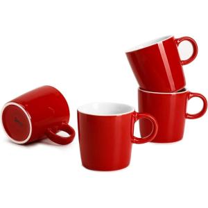 imageSweese 35oz Porcelain Espresso Cups Set of 4 Mini Coffee Mugs Demitasse Cups  WhiteRed