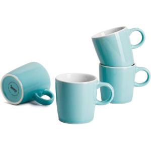 imageSweese 35oz Porcelain Espresso Cups Set of 4 Mini Coffee Mugs Demitasse Cups  WhiteTurquoise