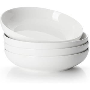 imageSweese 975 Large Pasta Bowls 50 Ounces Salad Bowls Set for Serving Pasta Noodle Soup Dinner Large Kitchen Bowl Set of 4 Microwave and Dishwasher Safe WhiteWhite