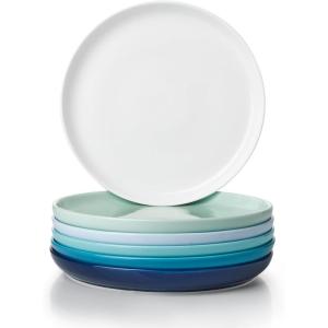 imageSweese Porcelain 74 Inch Dessert Plates Set of 6  Salad Modern Appetizer Plates  Dishwasher Microwave Oven Safe Smooth Glaze Scratch ResistantBlue Series