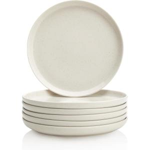 imageSweese Porcelain 74 Inch Dessert Plates Set of 6  Salad Modern Appetizer Plates  Dishwasher Microwave Oven Safe Smooth Glaze Scratch ResistantLight Grey