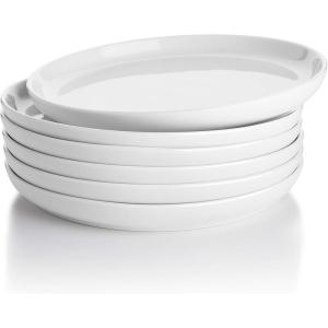 imageSweese Porcelain 74 Inch Dessert Plates Set of 6  Salad Modern Appetizer Plates  Dishwasher Microwave Oven Safe Smooth Glaze Scratch ResistantWhite