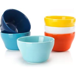 imageSweese Porcelain Bouillon Cups  8 Ounce Dessert Bowls  Set of 6 Multicolor Hot Assorted ColorsMulticolor