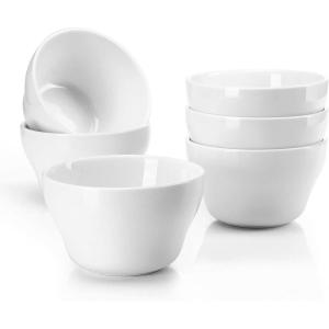 imageSweese Porcelain Bouillon Cups  8 Ounce Dessert Bowls  Set of 6 Multicolor Hot Assorted ColorsWhite