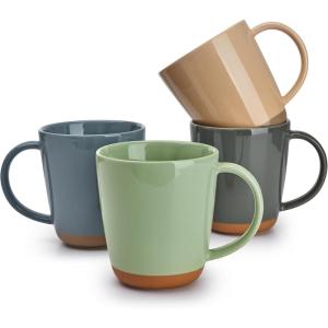 imageSweese Porcelain Coffee Mugs Set of 416 Ounce Microwavable Coffee Cups for Latte Hot Tea Cappuccino Mocha Cocoa with Big Handle Urban NeutralsEarth Tones